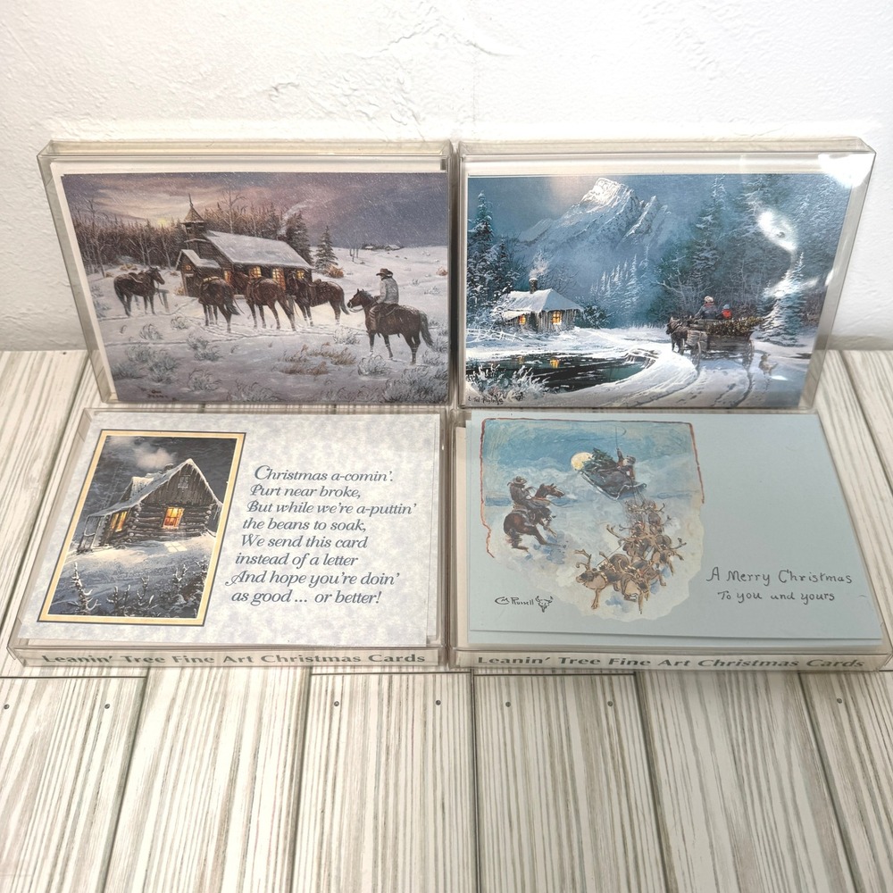 Leanin Tree Christmas Cards Western Cowboys Horses 4 Packs 12 Cards In Each